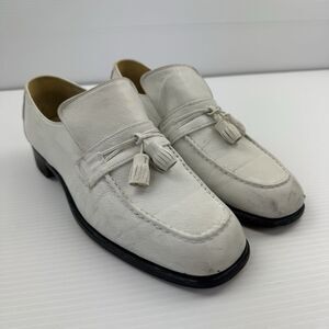 Vintage Freeman Tassel Loafers White Leather Mens 10.5 D Dress Shoes USA